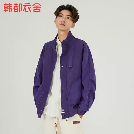 韩都衣舍2023秋冬新款加棉外套男装翻领痞帅潮流休闲棉夹克商品大图