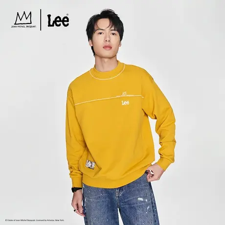 【Basquiat联名】Lee24春季新品舒适版圆领印花刺绣男长袖卫衣潮图片