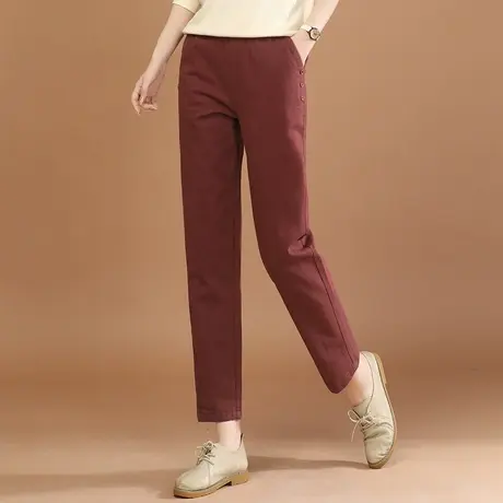 【12月29日上新7.8折】松紧腰宽松纯色休闲裤女百搭显瘦哈伦裤图片