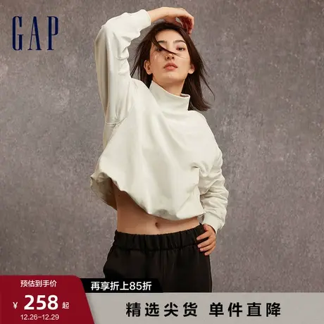 Gap女装早春高级宽松落肩袖廓形半高领卫衣运动休闲上衣810613商品大图