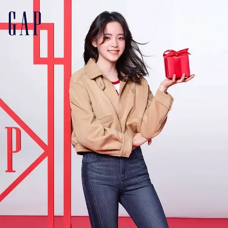 【欧阳娜娜同款】Gap女春季新款复古机车夹克外套痞帅女装429388图片