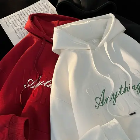 钢印字母连帽卫衣男春秋季新款宽松帽衫oversize外套潮流休闲上衣商品大图