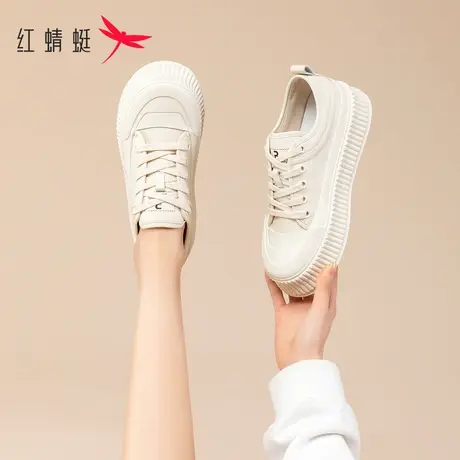 红蜻蜓女鞋小白鞋2023新款春夏厚底板鞋松糕底鞋子百搭休闲饼干鞋商品大图