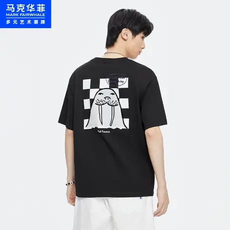商场同款马克华菲棋盘格动物图案短袖T恤男23夏季新款时尚潮宽松图片