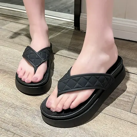 人字拖女外穿简约时尚海边沙滩鞋高级感韩式ins风休闲厚底凉拖鞋图片