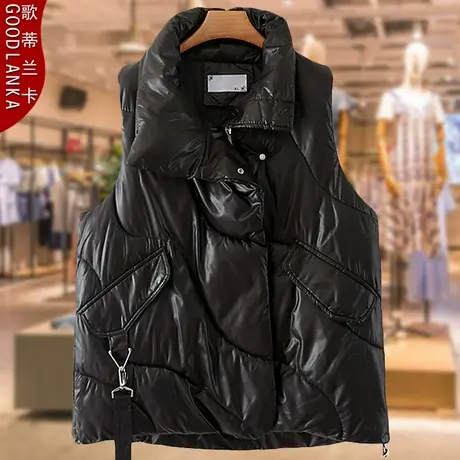 大码女装年轻气质胖妈妈羽绒棉马夹洋气减龄百搭加厚保暖马甲外套商品大图