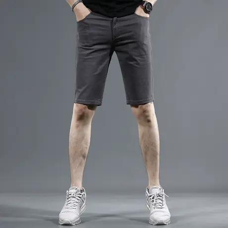 2023夏季新款牛仔短裤男灰色修身潮牌弹力百搭男士薄款休闲五分裤商品大图