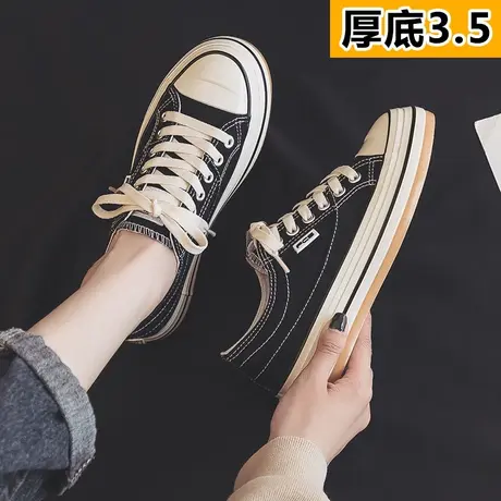 厚底帆布鞋女2023春秋季新款松糕鞋百搭小白鞋女大头鞋ins潮女鞋商品大图