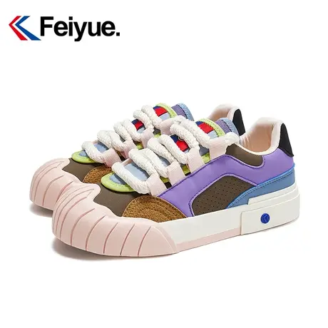 feiyue/飞跃休闲板鞋女鞋2024春季官方新款拼色透气舒适饼干鞋998图片