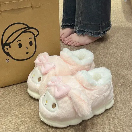 可爱棉拖鞋女冬季室内居家加厚毛绒保暖学生宿舍厚底防滑包跟棉鞋商品大图