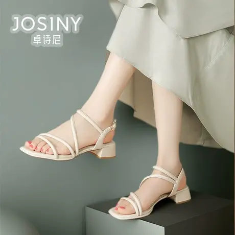 卓诗尼女鞋2024新款夏款高跟凉鞋女外穿高级感商场同款4J1A40232图片