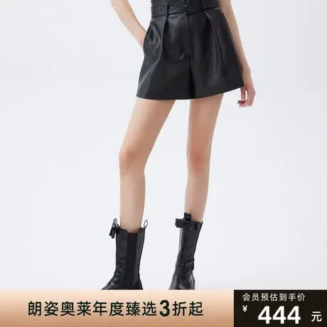 莱茵PU皮短裤外穿2022新款休闲裤短款高腰皮裤直筒裤阔腿短裤潮商品大图