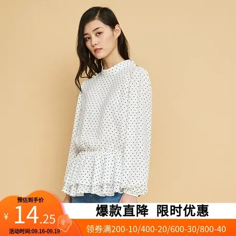 艾格春季女装时尚百搭设计感小众休闲个性潮搭圆点休闲衫Z1693商品大图