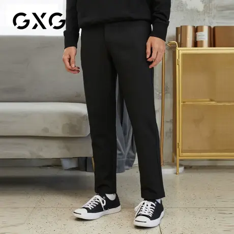 GXG男装 秋季男士直筒裤黑色基础款休闲裤GY102563GV图片