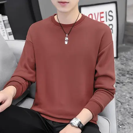 2023新款秋季卫衣男潮ins春秋款无帽衫套头潮流百搭加绒长袖t恤男商品大图