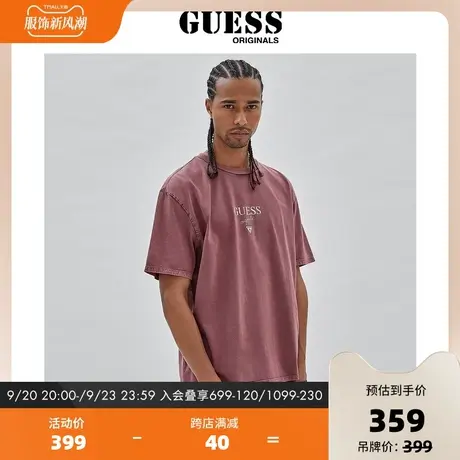 GUESSORIGINALS23新秋男士复古水洗做旧印花短袖T恤-M3BI89K9XF1商品大图