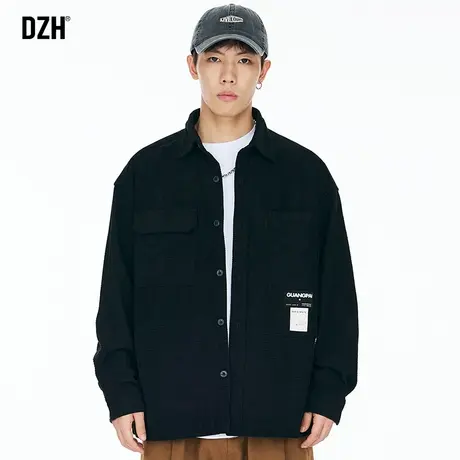 男士衬衣长袖痞帅衬衫男ins潮男友风衣服秋季休闲外套春秋款外衣商品大图