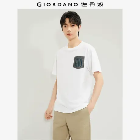 佐丹奴T恤男装纯棉针织网袋品牌印花圆领短袖T恤 01024391商品大图