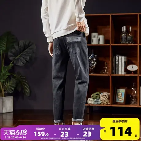 唐狮24秋季新款牛仔裤男直筒裤弹力潮流时尚通勤经典黑色裤子男商品大图
