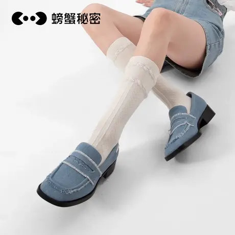 【2件9折3件8折】螃蟹秘密长筒袜白色洛丽塔袜子JK袜夏薄款miu商品大图