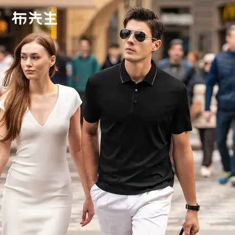MrBu布先生轻商撞色POLO领T恤2025夏季亲肤透气男短袖上衣AT16001图片