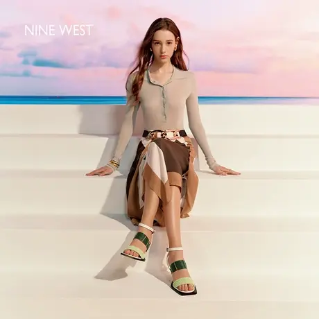 【商场同款】Nine West/玖熙时装凉鞋女2025夏新款露趾方头高跟鞋图片