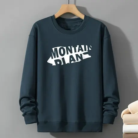 320g重磅男士卫衣春秋款加绒加厚套头无帽圆领上衣服潮流百搭长袖商品大图