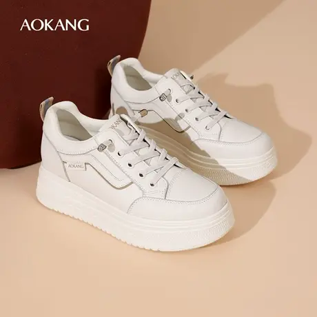 奥康 女鞋2026春季新款时尚休闲鞋百搭舒适板鞋厚底增高小白鞋N商品大图