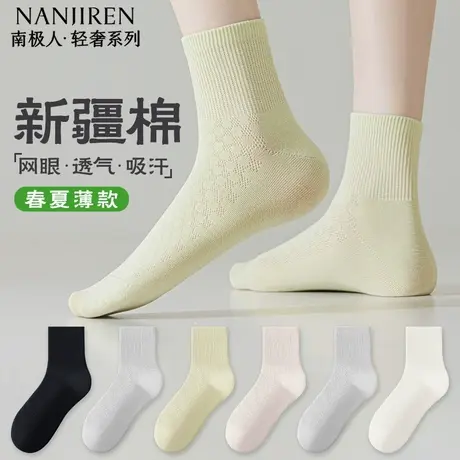 南极人女士短筒袜夏季薄款纯棉短袜防臭吸汗网眼透气纯色无骨袜PB商品大图