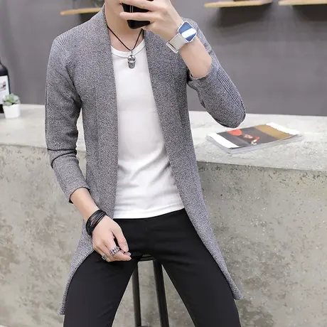 2023秋季新款外套男中长款风衣春秋薄款披风男士帅气韩版修身大衣图片