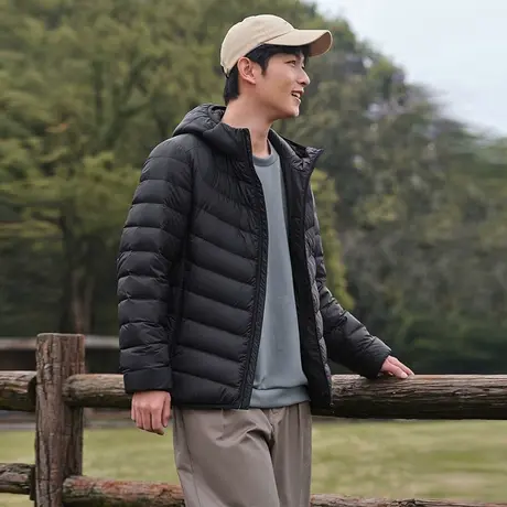 坦博尔奥莱秋季连帽短款便携轻薄羽绒服男士休闲时尚保暖秋冬外套商品大图