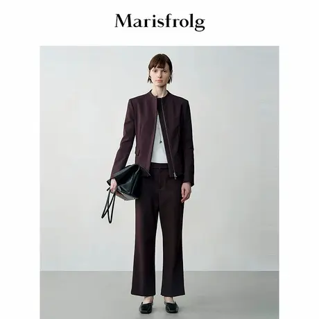 Marisfrolg玛丝菲尔立裁夹克修身款无领拉链西装图片
