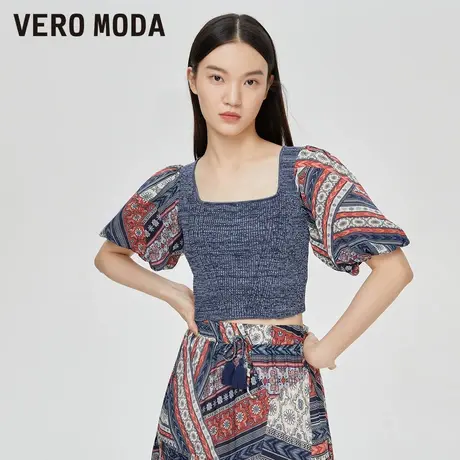 VeroModa奥莱上衣夏季清仓休闲百搭舒适度假风针织拼接修身女流行图片