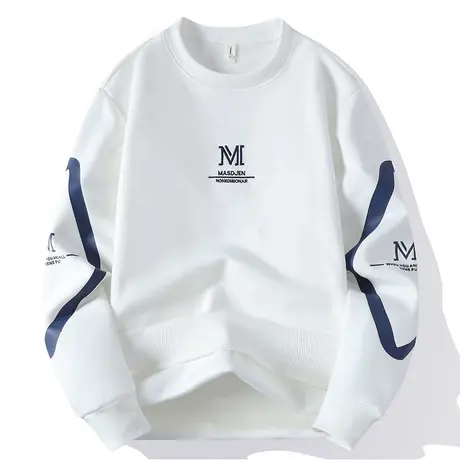 男士长袖t恤春秋季潮流刺绣白色卫衣潮牌初中高中学生秋装上衣服商品大图