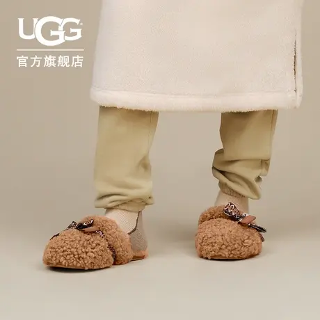 UGG秋季女士时尚舒适纯色平底保暖茸茸蝴蝶结包头拖 1158266商品大图
