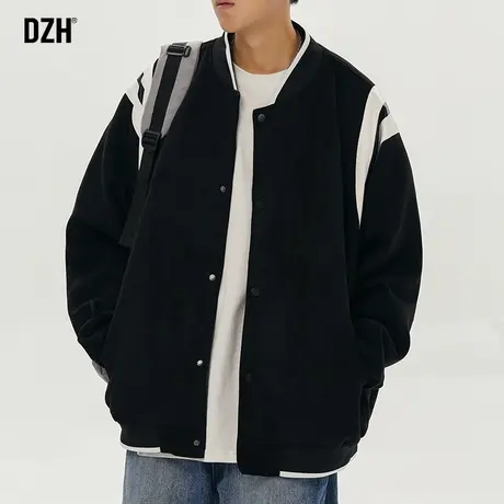 男生麂皮绒棒球服外套男春秋潮高级感痞帅男装2023新款飞行员夹克商品大图