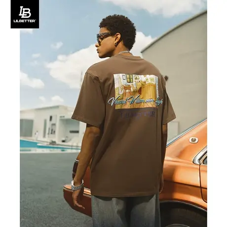 Lilbetter梵高联名短袖男士短袖t恤夏天上衣宽松半袖圆领百搭体恤商品大图