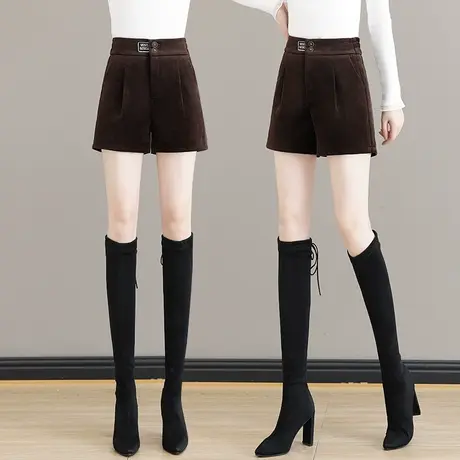 雪尼尔短裤女秋冬款2023新款爆款松紧高腰打底阔腿靴裤冬季外穿图片