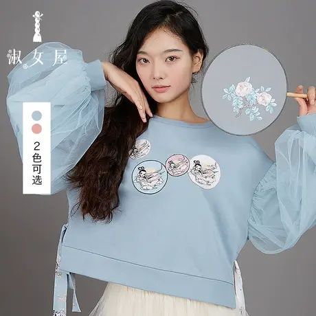 淑女屋商场同款女装冬季新款套头嫦娥奔月设计感小众卫衣女图片