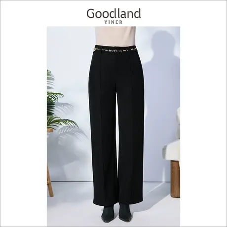 音儿美地女装2022冬季新款高腰阔腿直筒长裤休闲裤职业通勤商品大图
