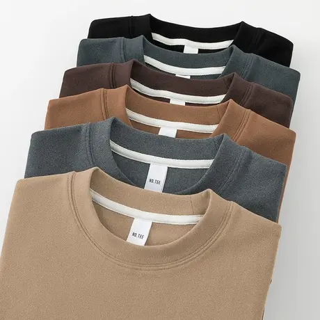 300g重磅德绒圆领长袖t恤男秋冬季保暖打底衫双面绒内搭秋衣小衫商品大图