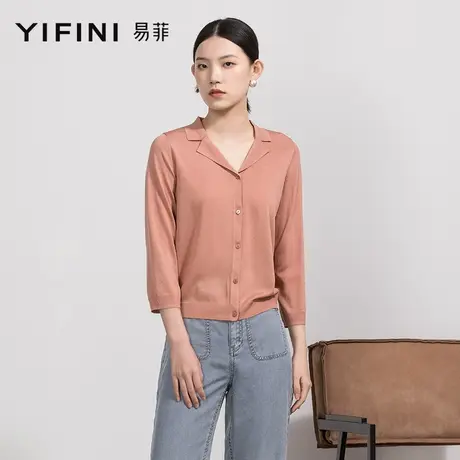 Yifini/易菲宽松开衫春秋新款长袖小外套女纯色外搭秋新款图片