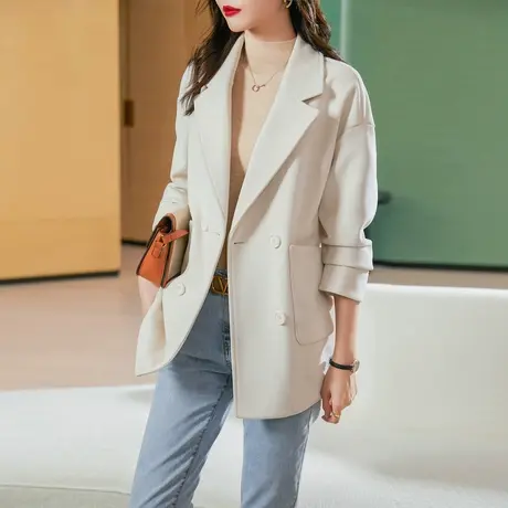 时尚宽松显瘦外套2021年秋冬季新款女士气质百搭显瘦西装领外套商品大图
