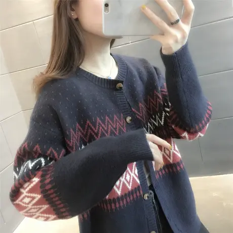 网红同款ins风针织衫女开衫宽松2023年春季新款女士时尚毛衣外套图片