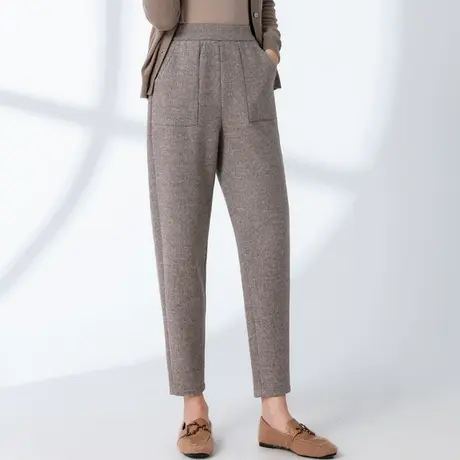 九分毛呢裤女2024新款秋冬大码女裤冬季妈妈羊毛裤子休闲裤哈伦裤商品大图