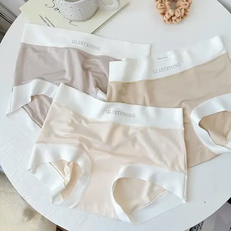 60支莫代尔无痕内裤女士中高腰不夹屁屁纯棉抗菌裆三角裤夏季薄款商品大图