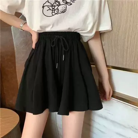 运动短裤女夏季宽松直筒显瘦休闲ins潮港味阔腿中裤5黑色五分裤子图片