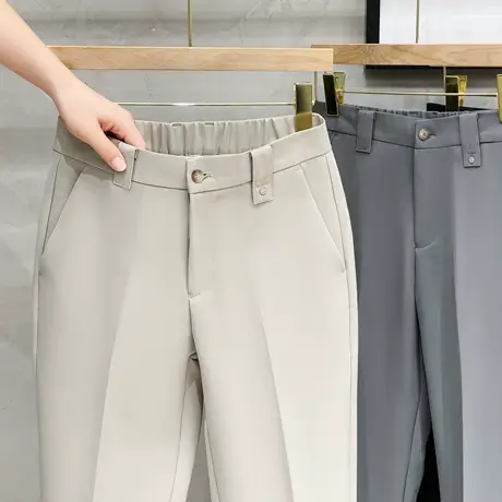 直筒西裤男商务正装修身小脚长裤高端休闲裤男士直筒裤子春秋新款图片