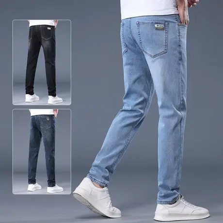 春秋款浅色牛仔裤男士直筒广州新塘镇产地发货休闲男裤子夏季薄款商品大图