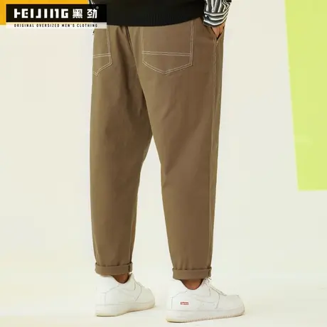 黑劲大码男装休闲裤男秋季新款潮流宽松直筒胖子裤子加肥加大长裤商品大图